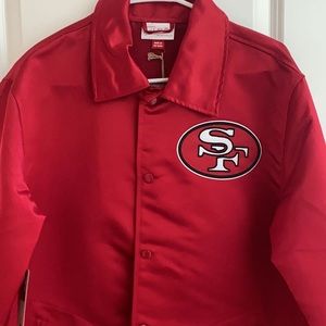 Mitchell & Ness Scarlet San Francisco 49ers Anniversary Faithful Coach Jacket